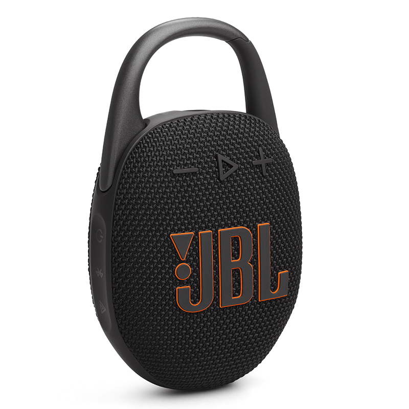 JBL Clip 5 Black Portable Waterproof Speaker Hero photo